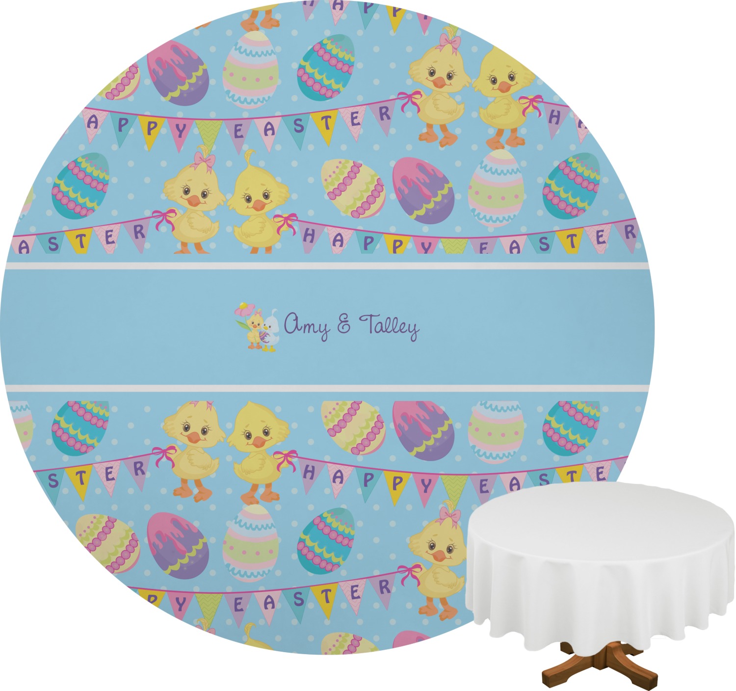 Happy Easter Round Tablecloth (Personalized) YouCustomizeIt