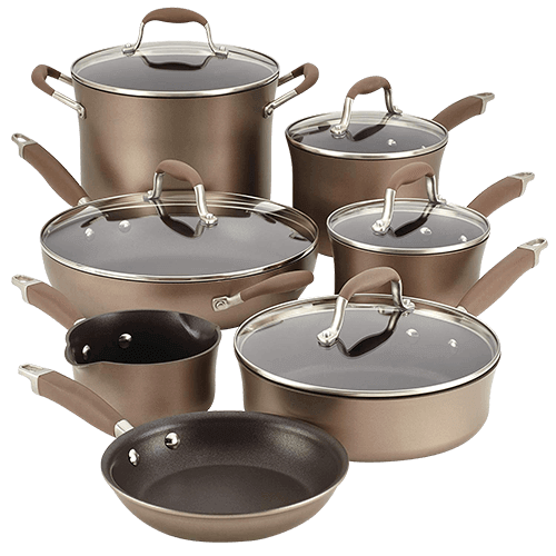 Pots & Pans Cookware Black Saucepans and Frypan Set of 5 Anolon 85068