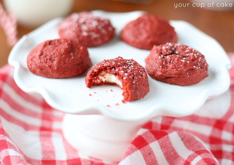 Red Velvet Cookies filled with Cream Cheese Your Cup of Cake