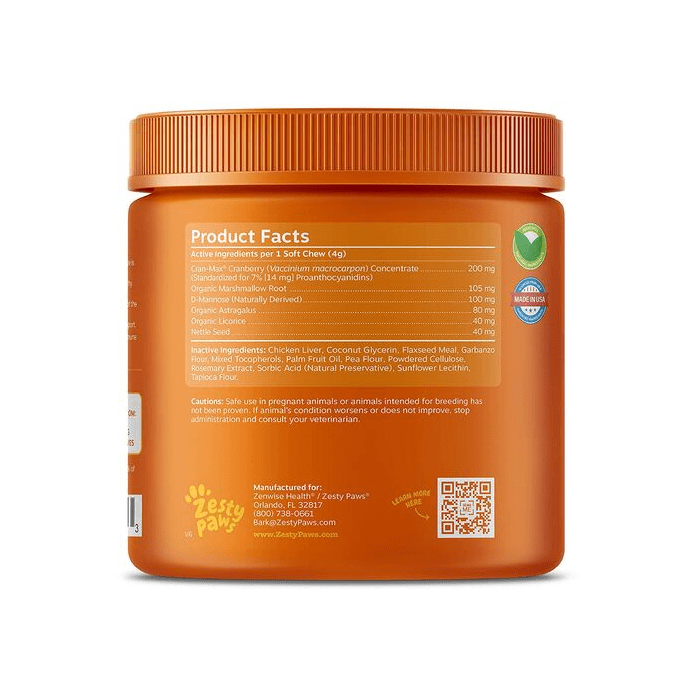 Zesty Paws Cranberry for Dogs UT Incontinence Support + Immune Health Dog Antioxidant