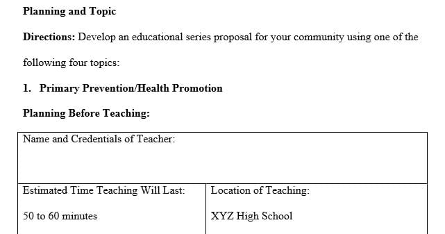 Community Teaching Work Plan Proposal Yourhomeworksolutions