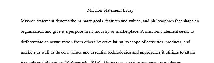 Compare and contrast vision statements of each organization in terms of