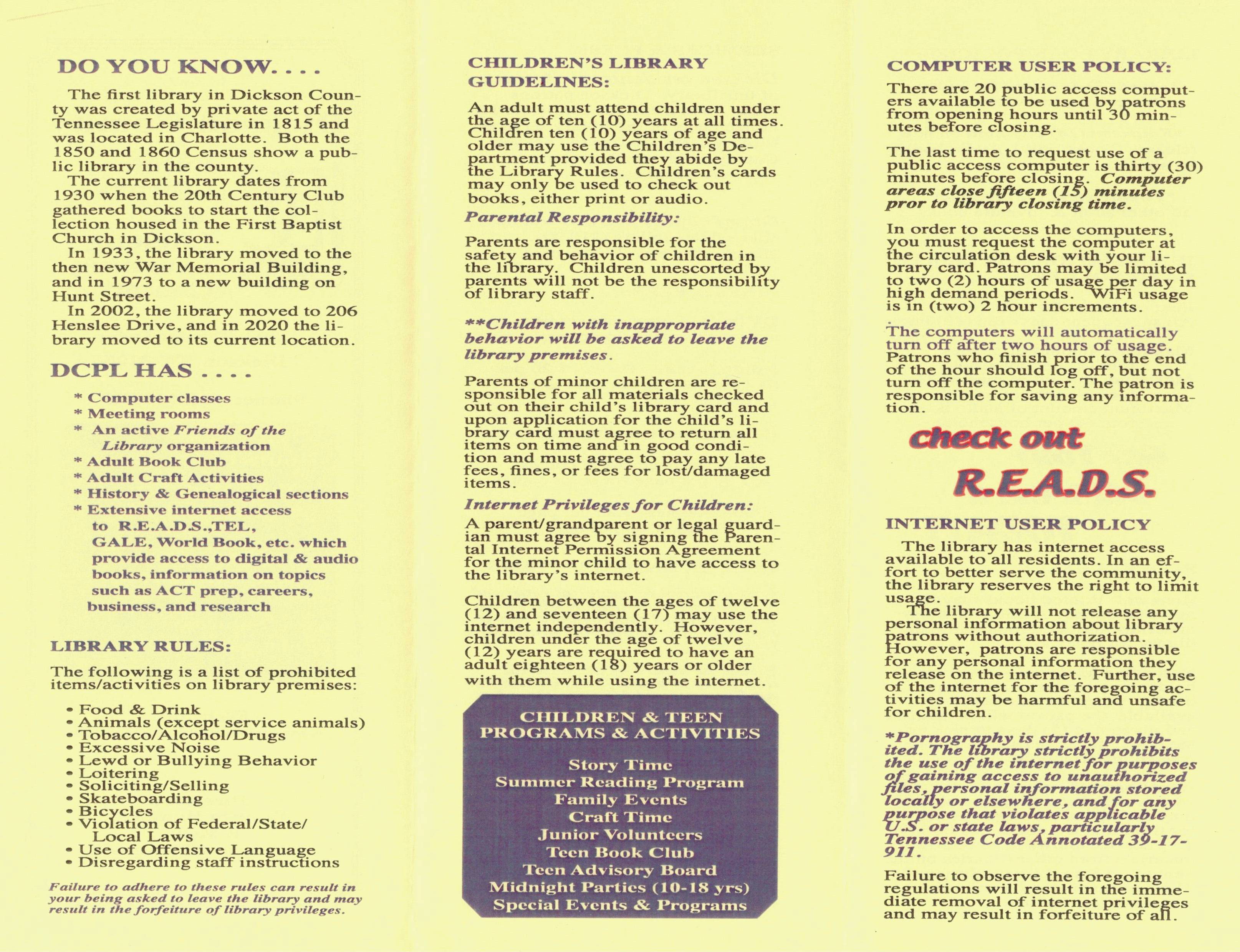 Dickson County Public Library About Us