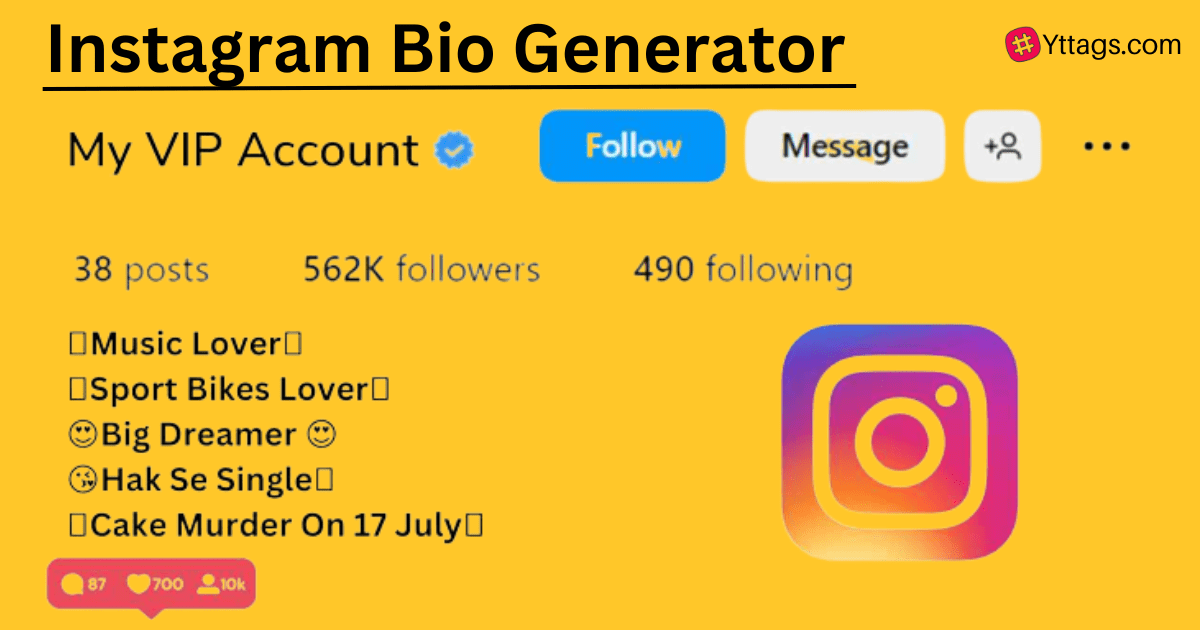Free Instagram bio generator Social Media Bio Yttags