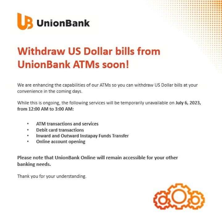 UnionBank ATMs can soon dispense US dollar bills » YugaTech