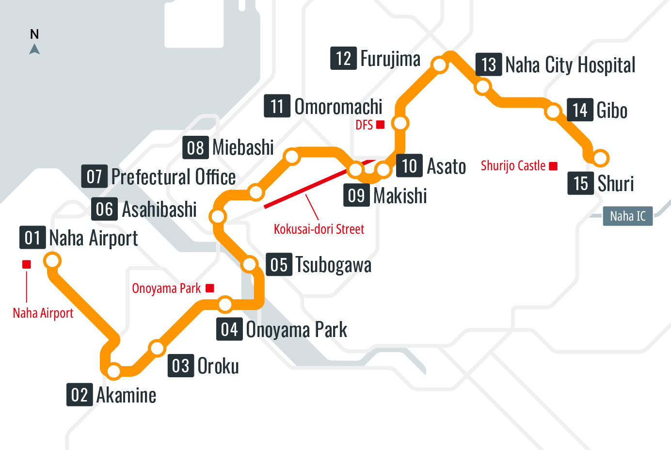 route map｜Okinawa Urban Monorail, Inc.