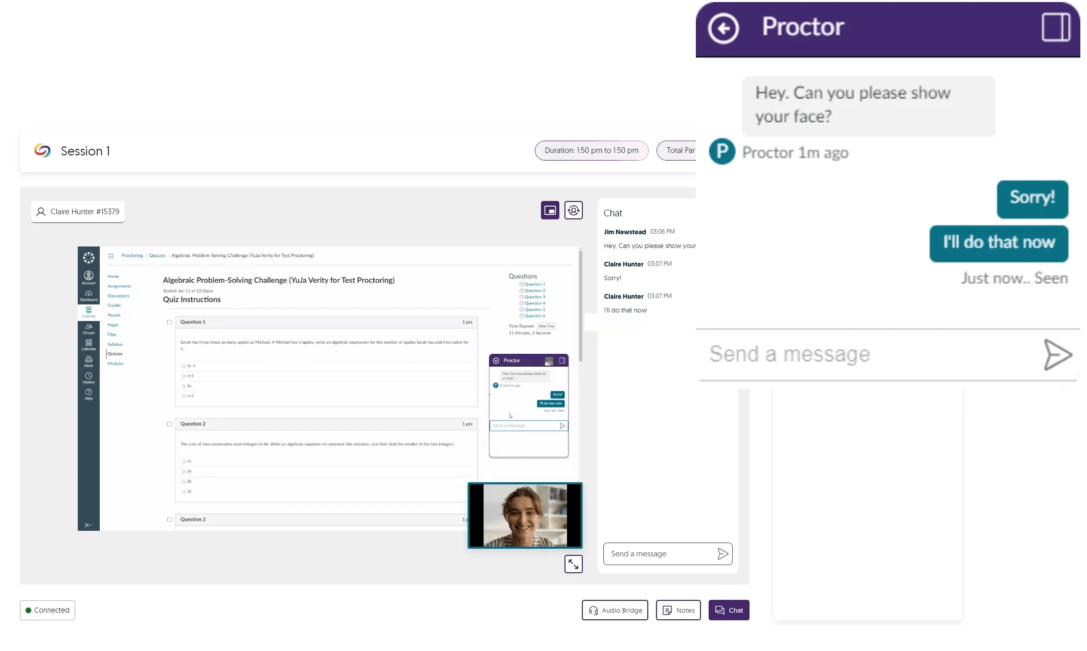 Live Human Proctoring YuJa Verity Test Proctoring Platform YuJa