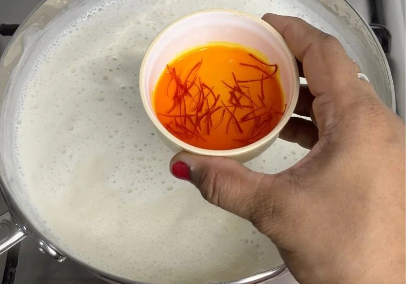 add saffron soaked in warm water