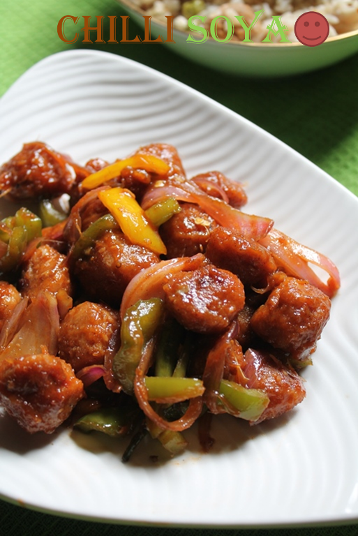 Chilli Soya Nuggets Recipe / Chilli Soya Chunks Recipe / Chilli Soya