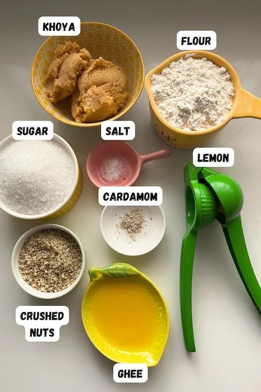 Ingredients for Suryakala Chandrakala Sweet