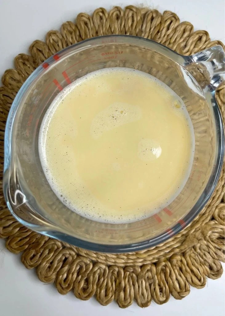 caramel pudding custard specked with vanilla bean seeds
