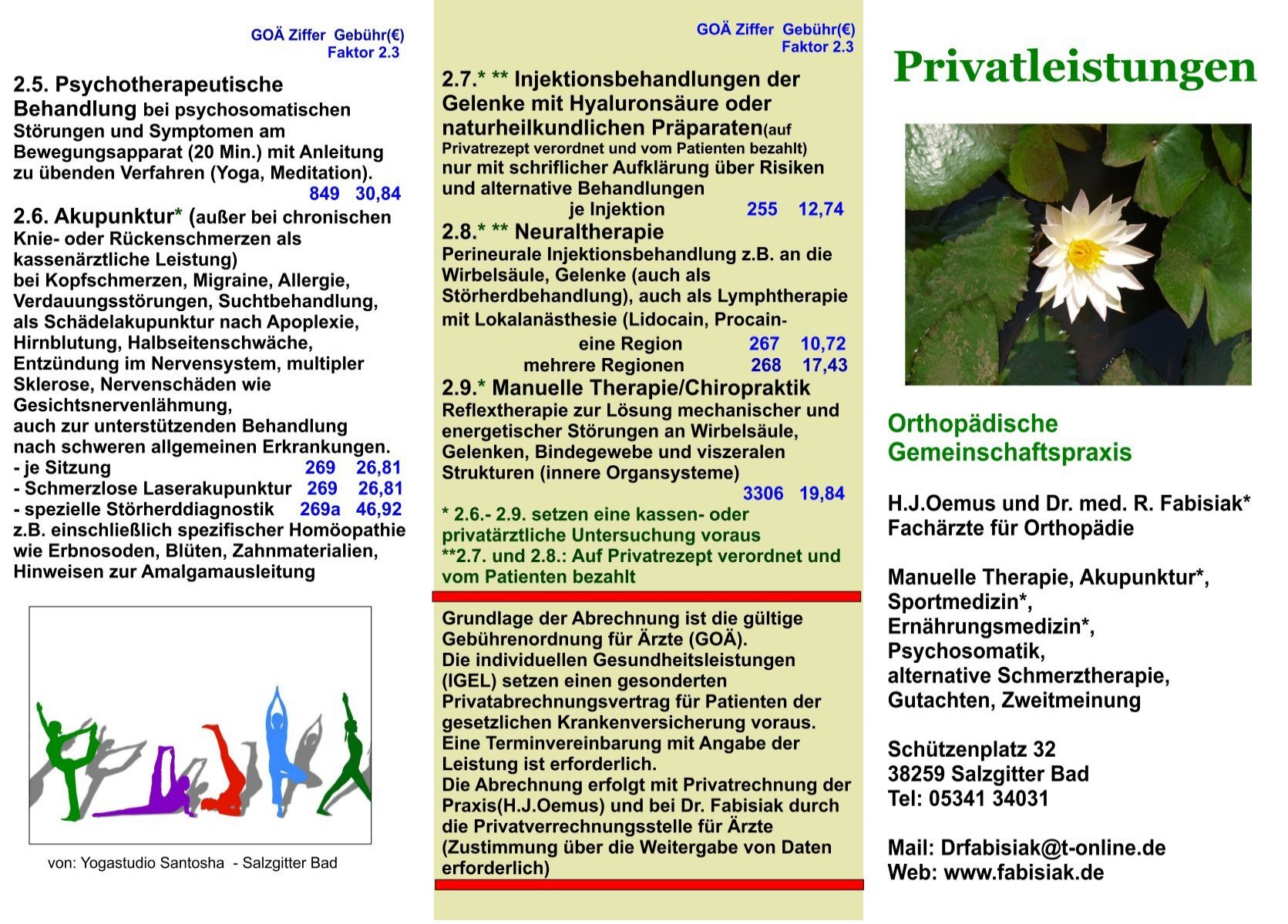 Privatleistungen Dr. med. Reinhard Fabisiak