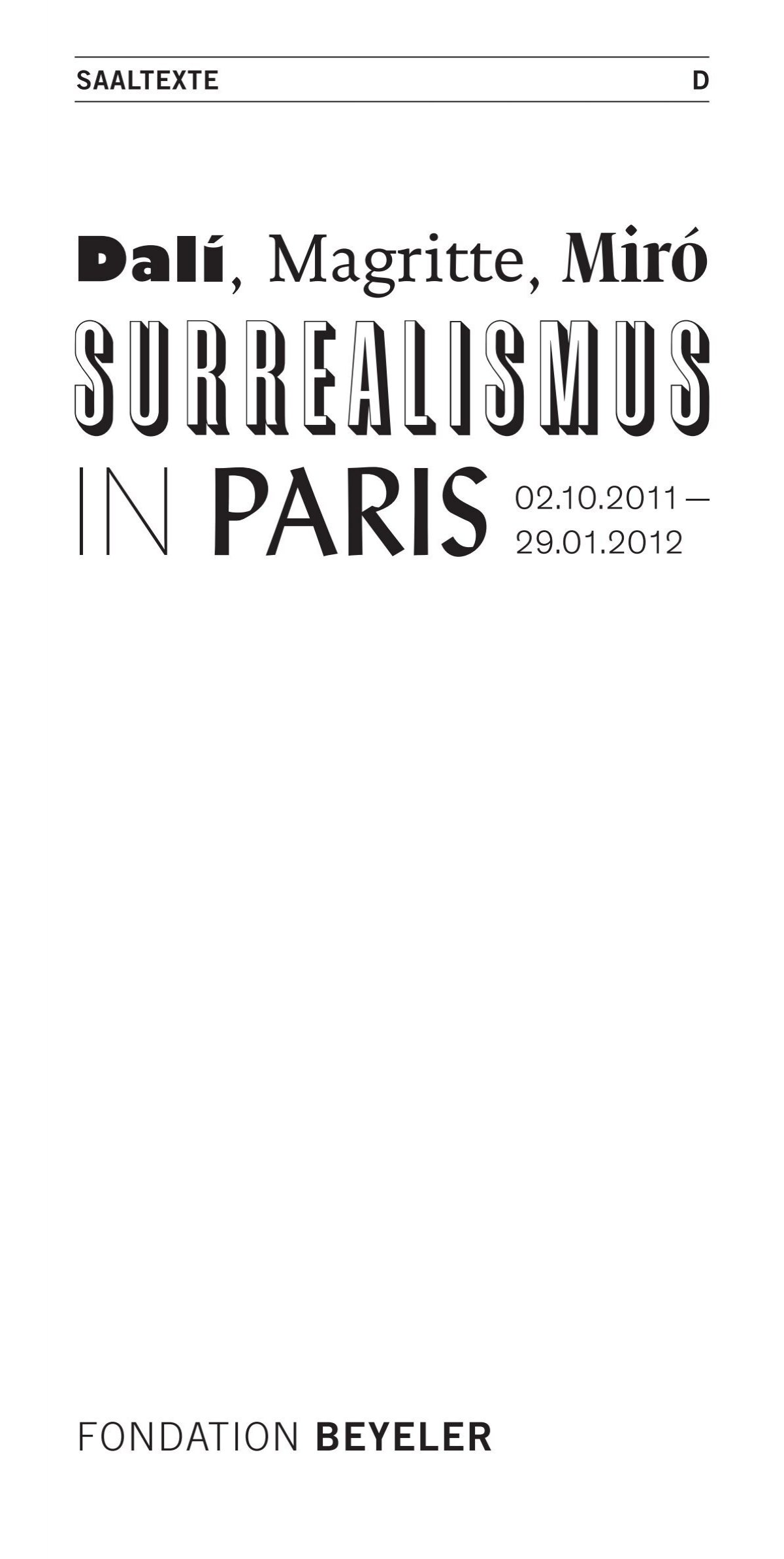 Saalheft Surrealismus In Paris Pdf 1 2 Mb Fondation Beyeler