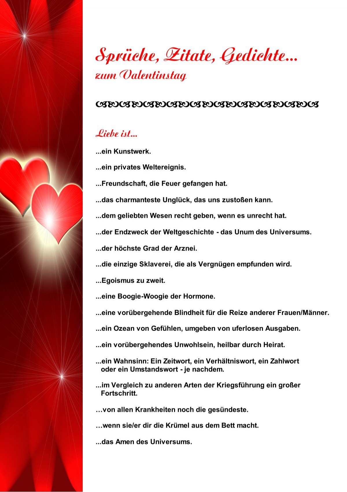 Sprüche, Zitate, Gedichte... Zum Valentinstag