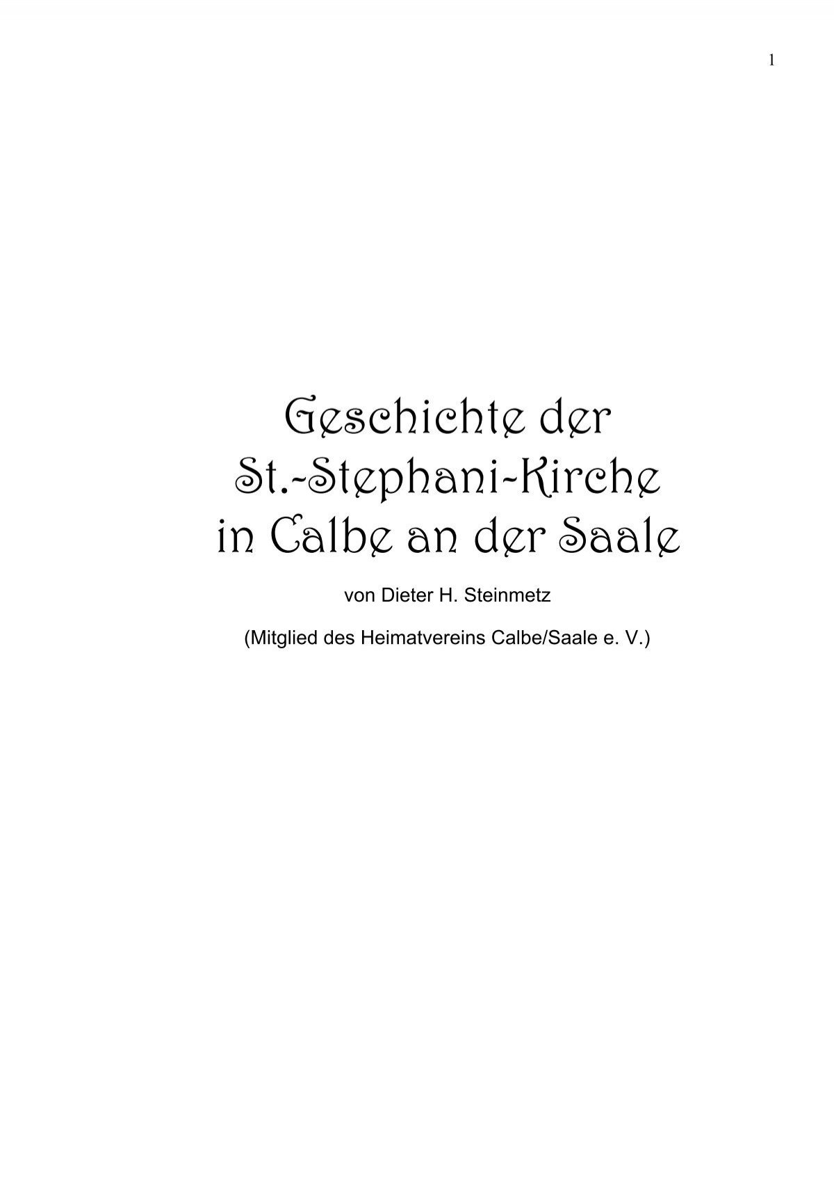 Geschichte Der St Stephani Kirche In Calbe An Der Saale