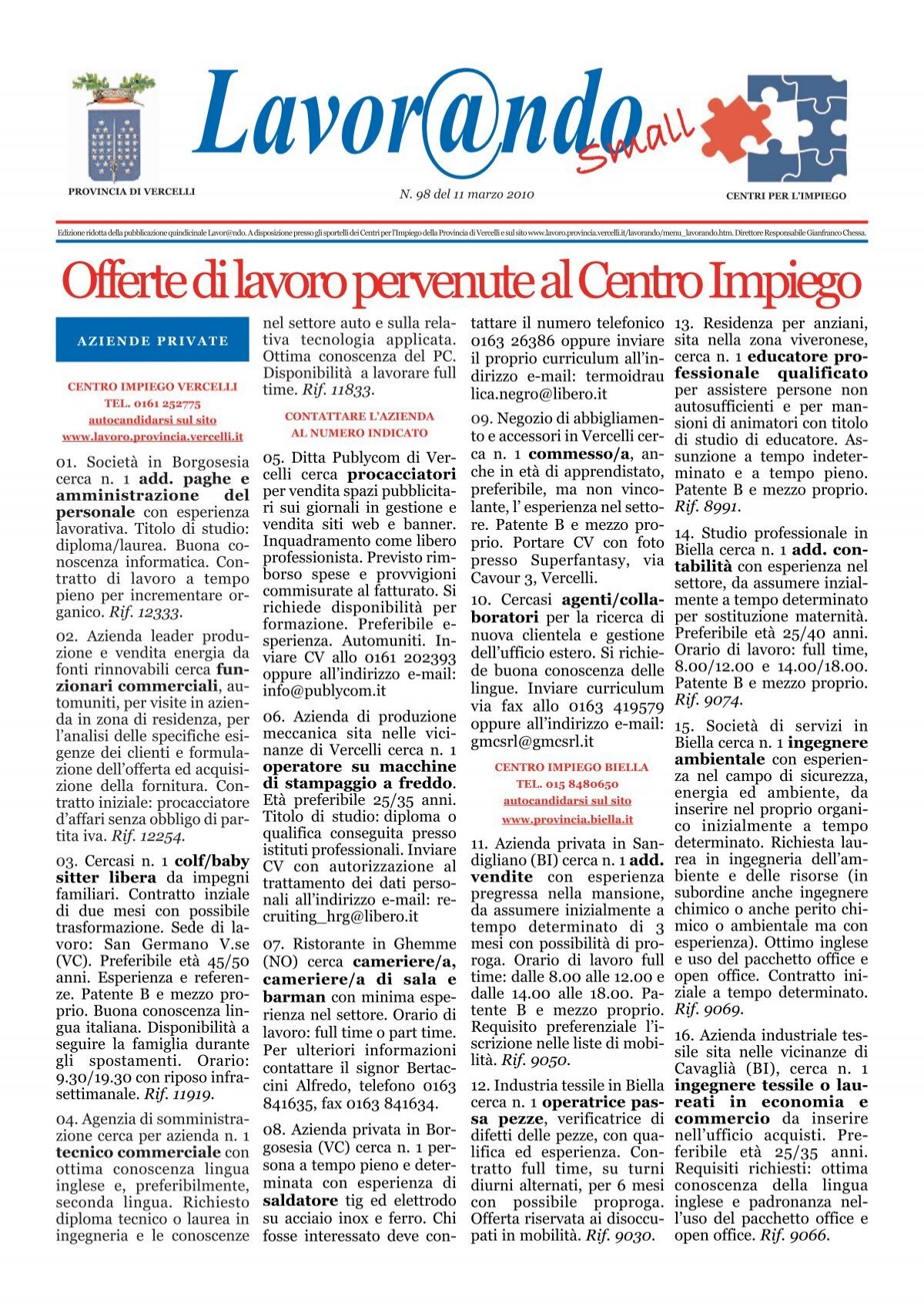 Offerte Di Lavoro Pervenute Al Centro Impiego - Comune Di Saluggia 567_x_400_jpg