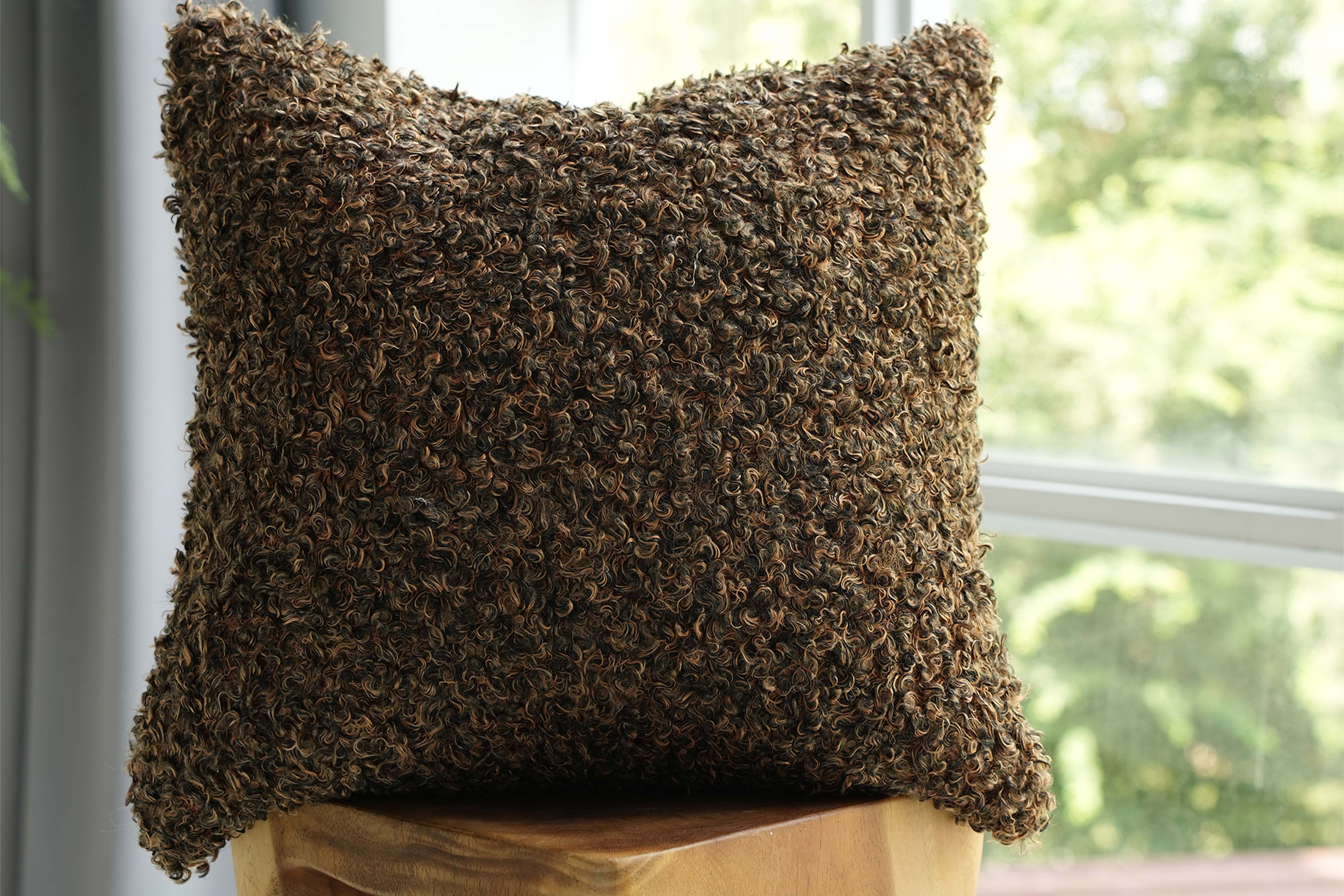 Curly long hair pillow fur plush sofa model room American solid color