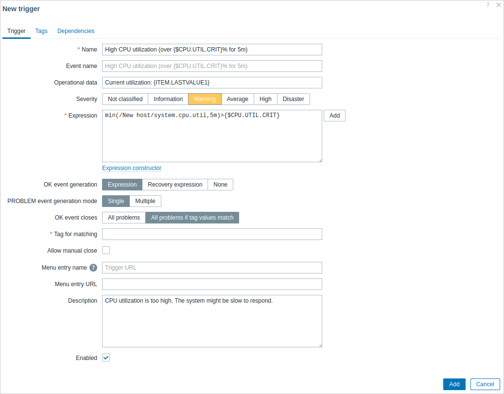 1 Configuring a trigger