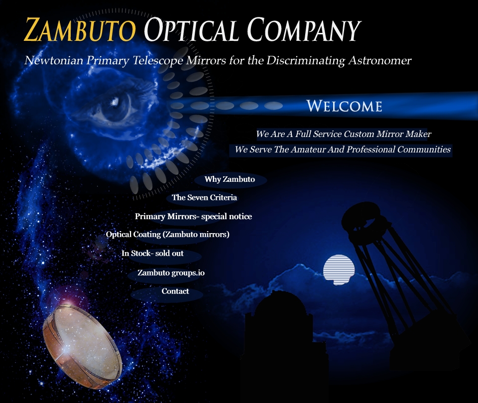 Zambuto Optical Company Newtonian Telescope Mirrors