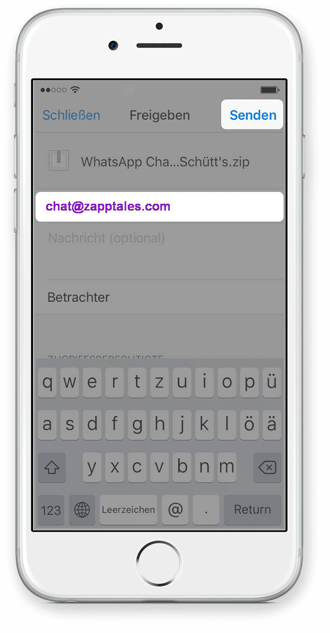 WhatsApp Chat mit Dropbox senden zapptales
