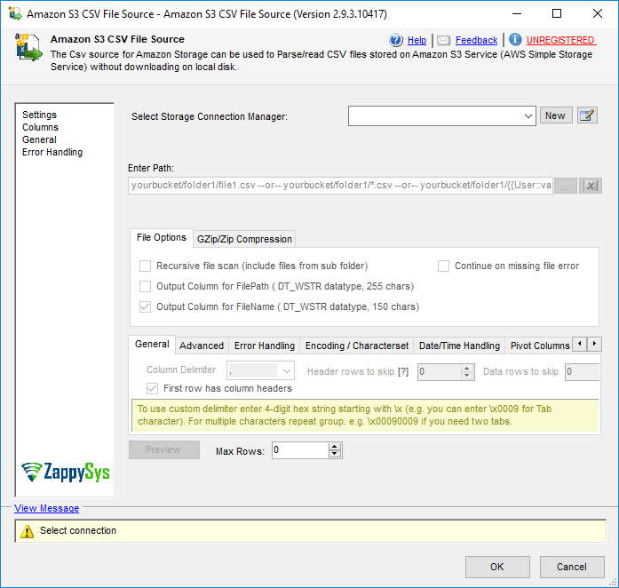 SSIS Amazon S3 CSV Source