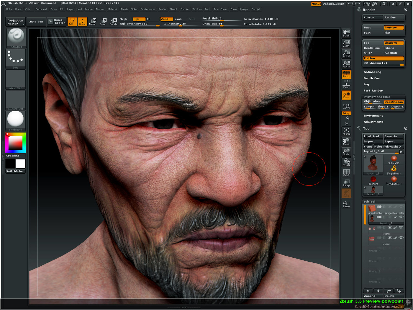 Zbrush3.5 polypainting MOV ZBrushCentral