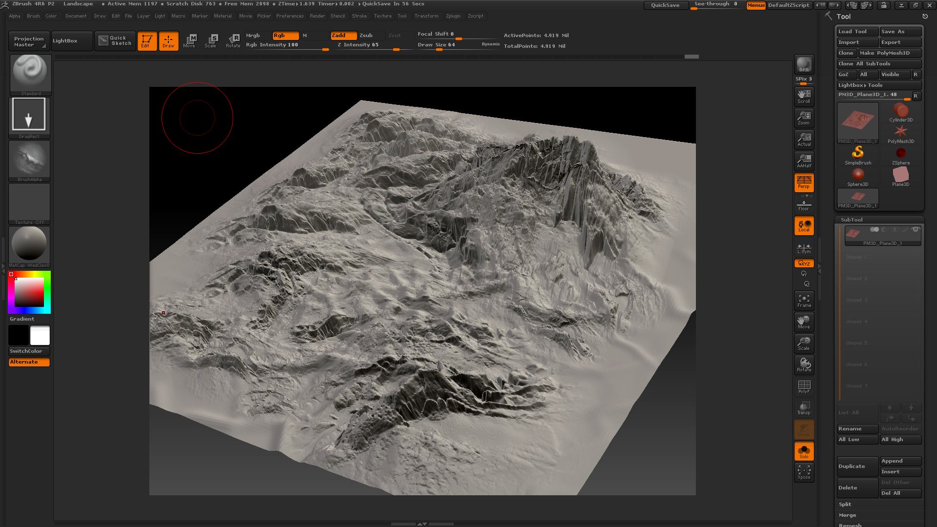 Modelling landscape using alphas ZBrushCentral
