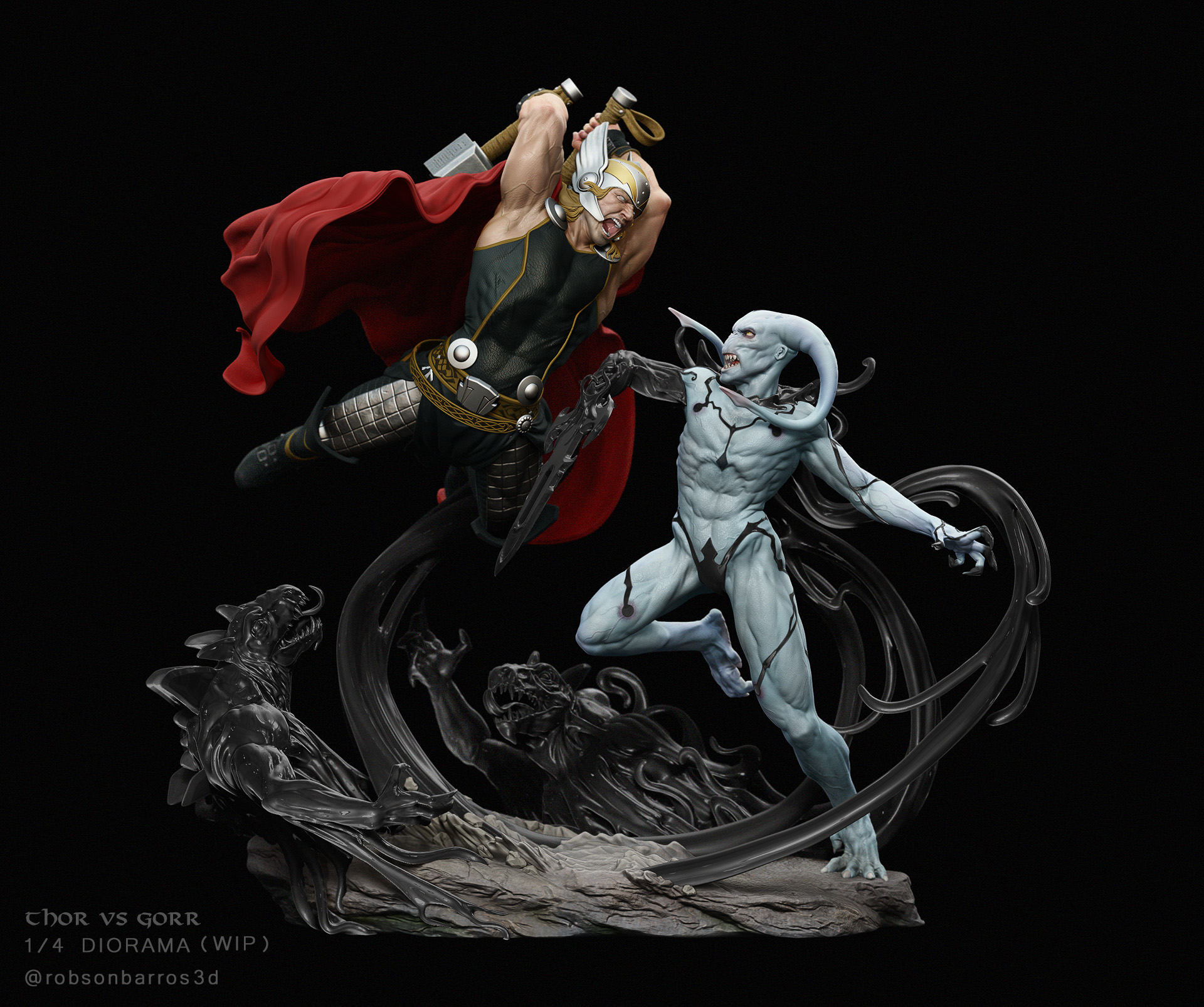Thor vs Gorr 1/4 Diorama Fanart ZBrushCentral