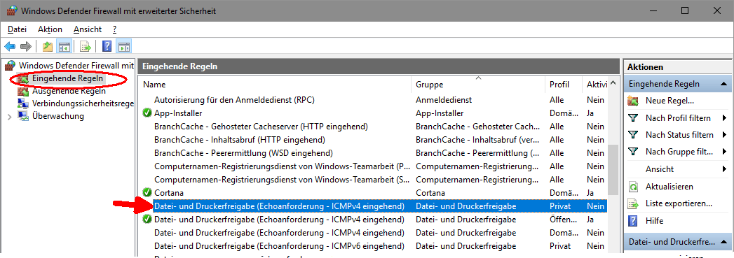 Allowing ICMP-Ping in the Windows Firewall | Zentrum für 