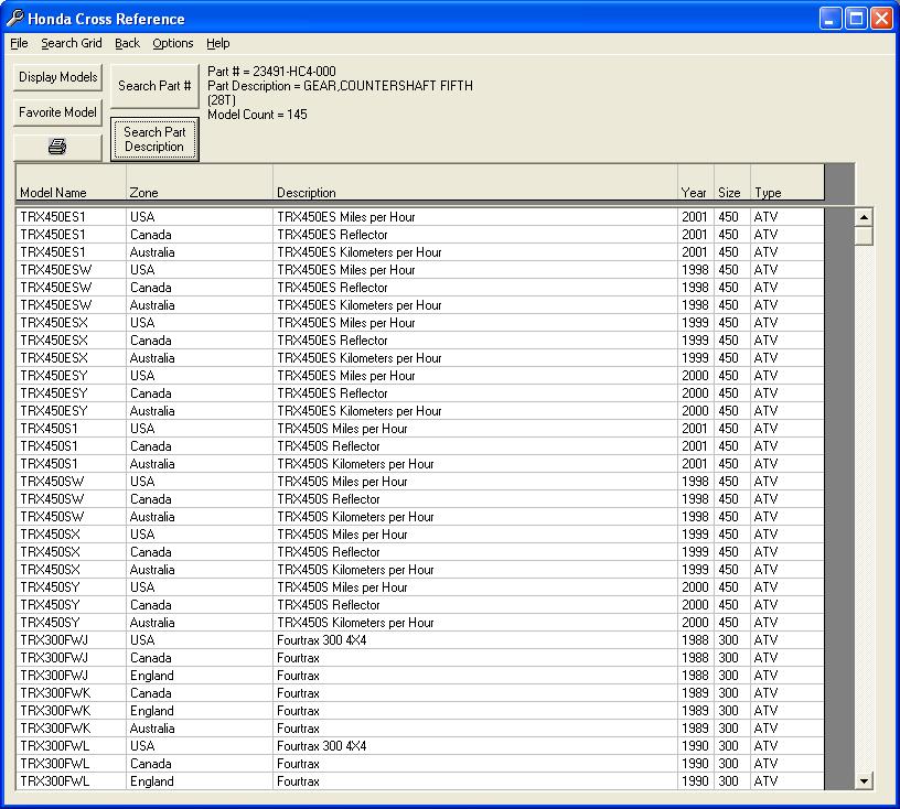Honda Motorcycle Part Numbers Cross Reference
