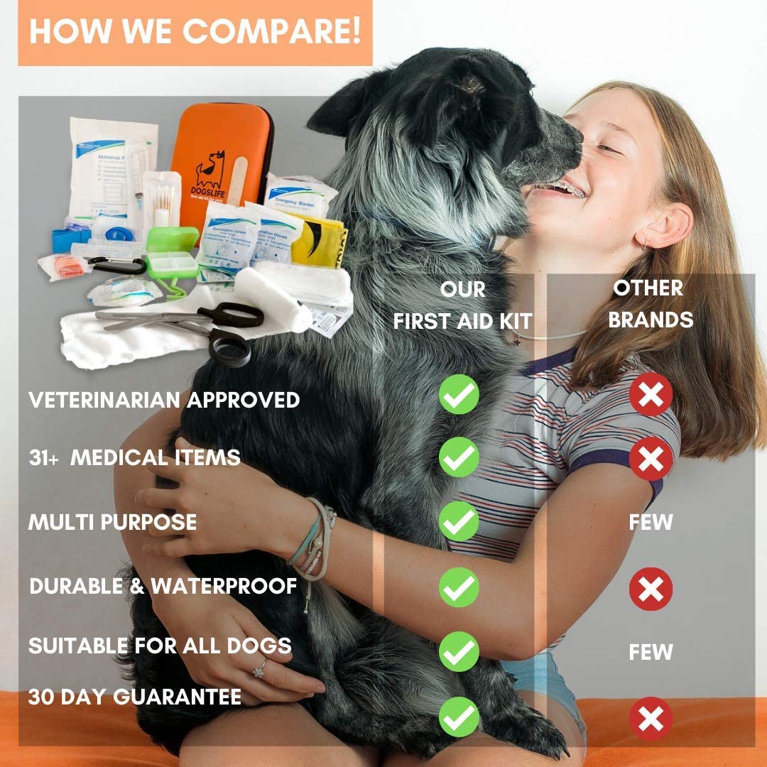 Dog First Aid Kit Includes Over 40 Health Supplies for Dogs Multi
