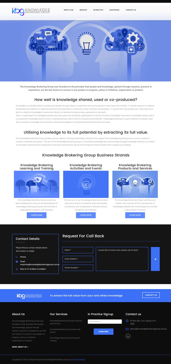 KBG Website Canberra website design Zenneo Design