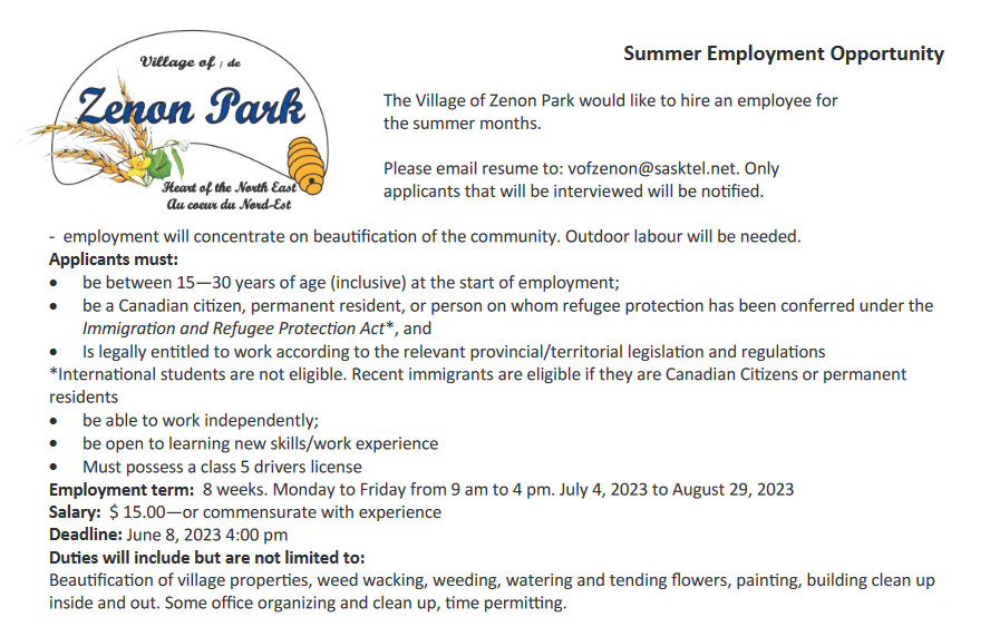 Zenon Park Home Page