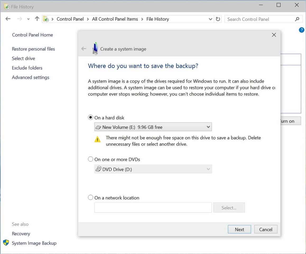 How to Create a Windows 10 System Image Backup