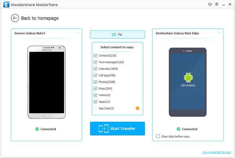 How to Transfer Data from Android to Android via MobileTrans