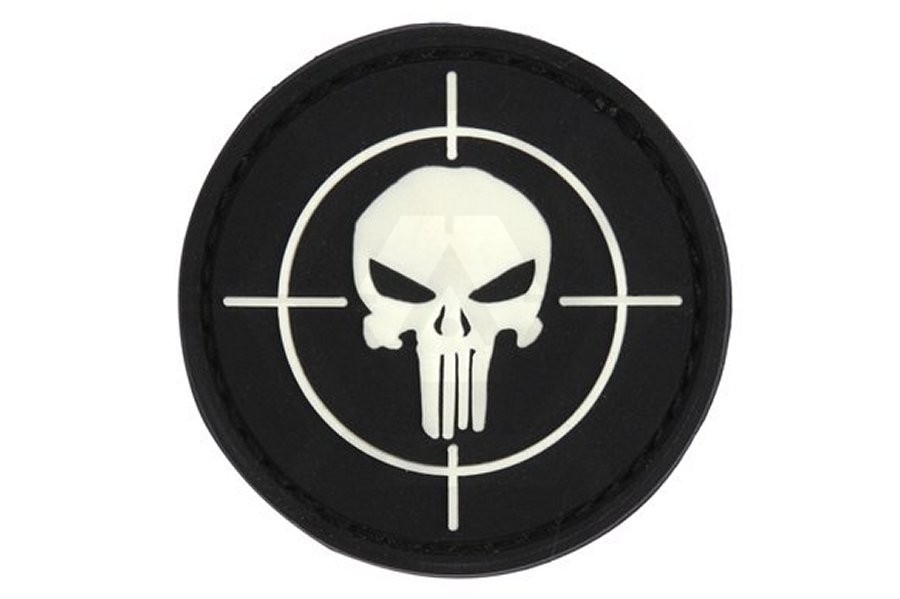 101 Inc PVC Velcro Patch "Punisher Sight" (Black) Zero One Airsoft