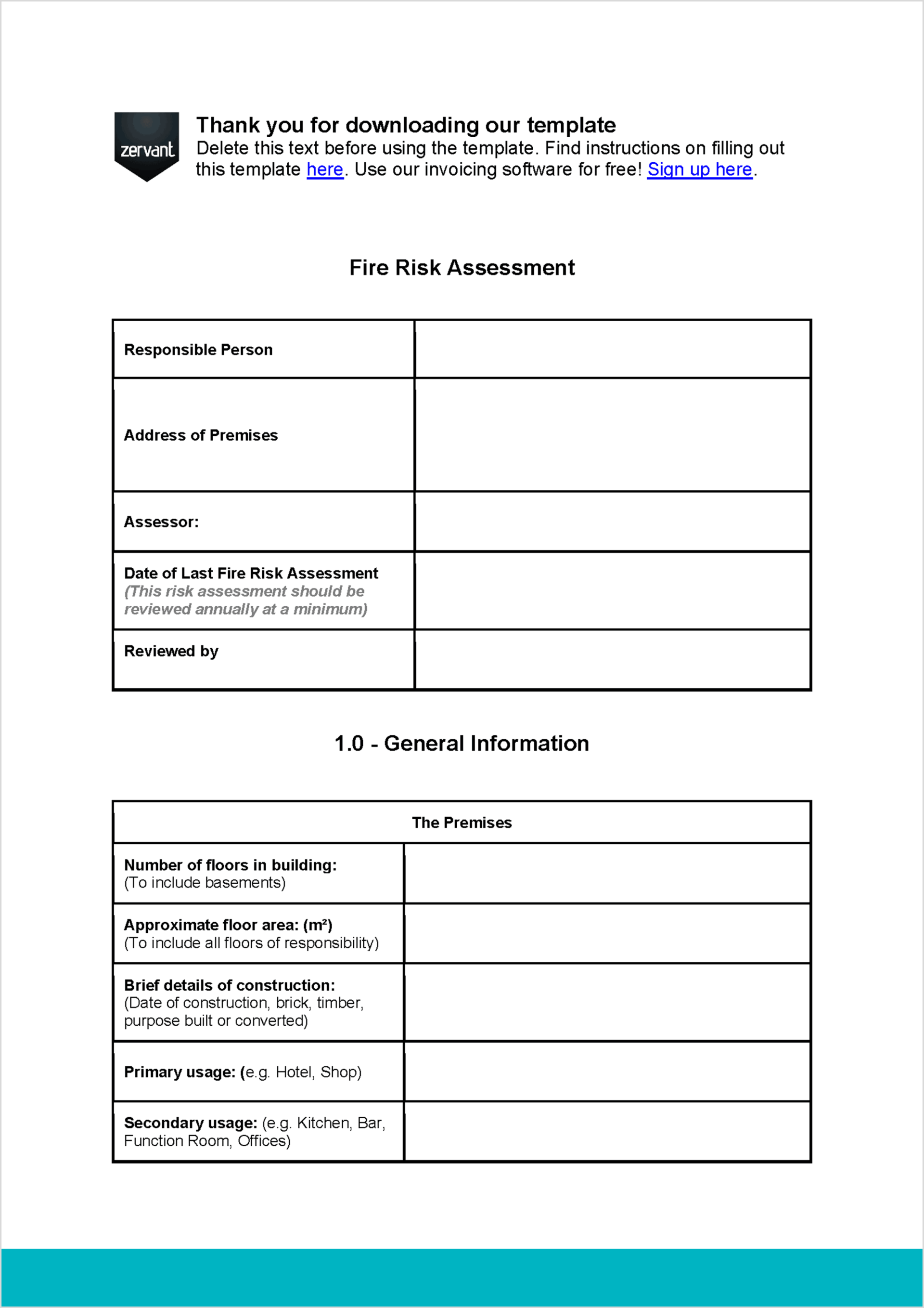 Site Risk Assessment Template