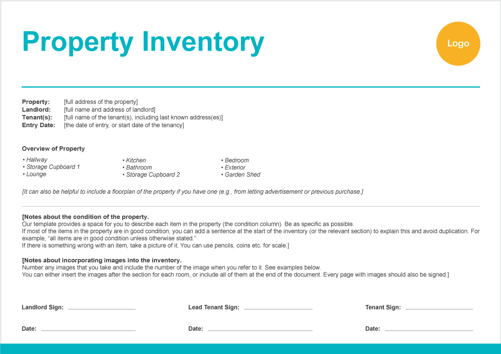 Free landlord inventory template for UK properties Zervant