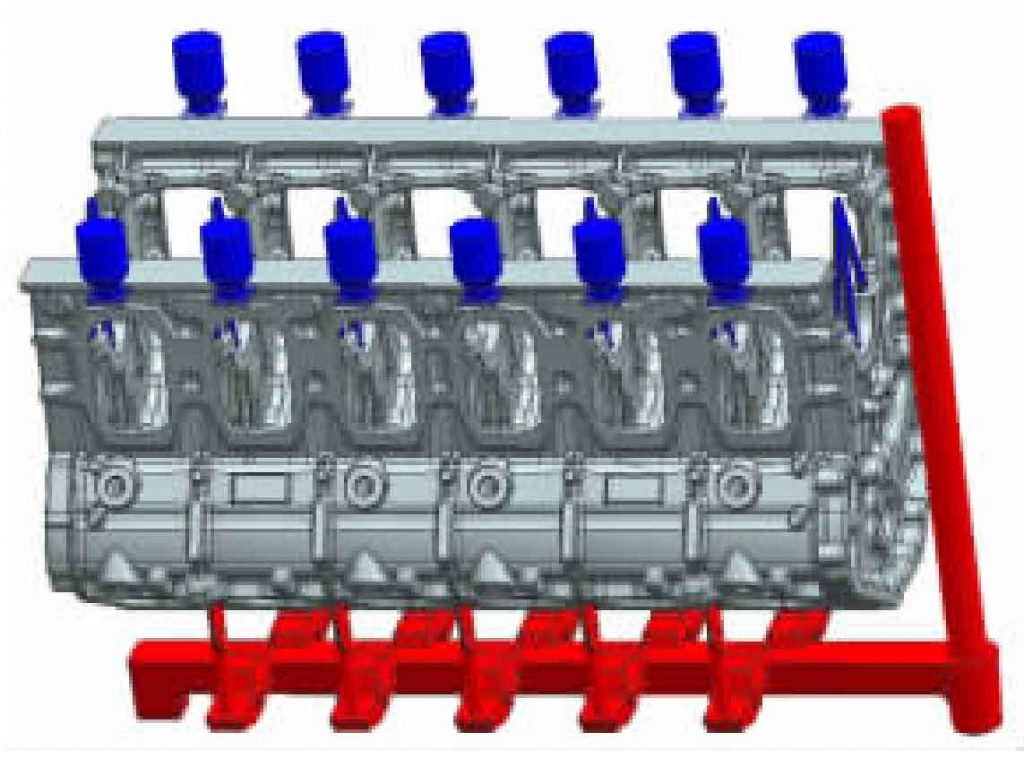 3D printing process for Vtype gas engine cylinder block casting ZHY Casting