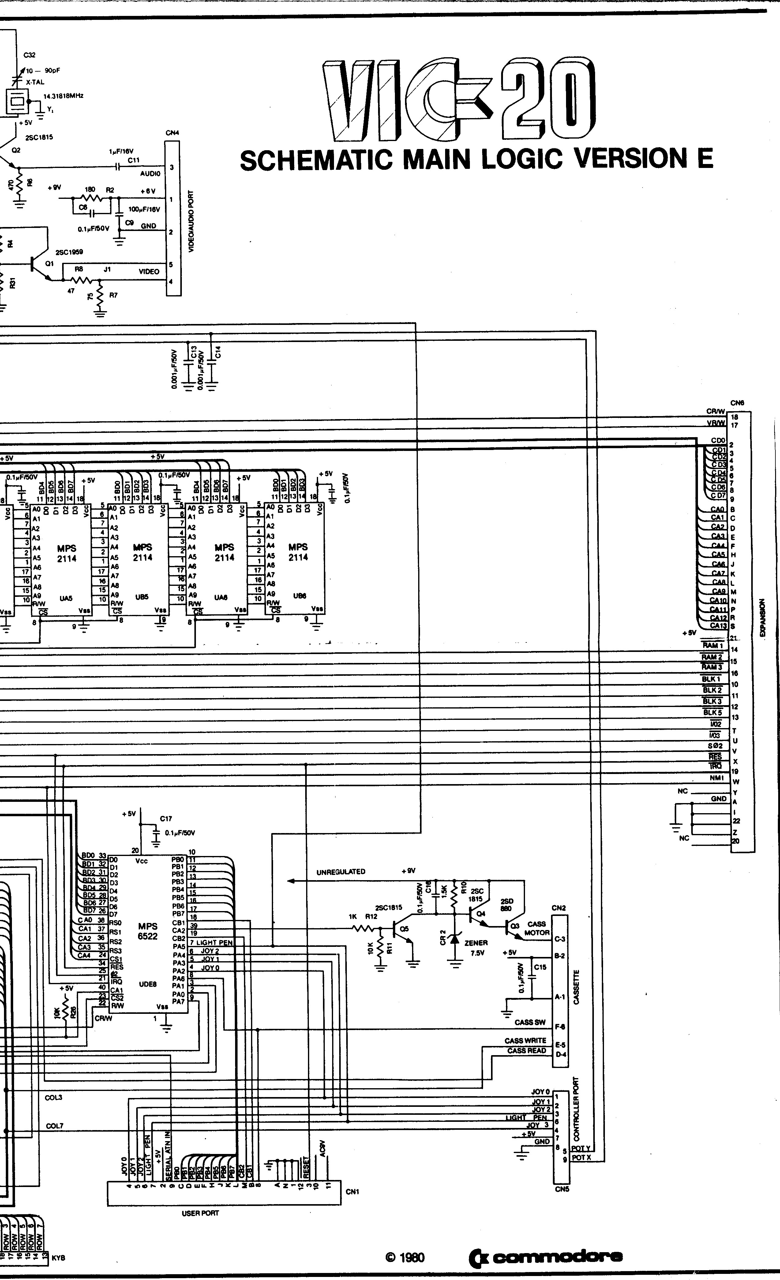 Commodore Vic 20 Schematics