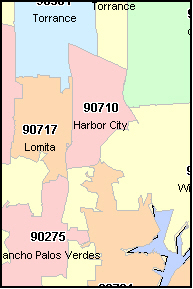 LOS ANGELES California, CA ZIP Code Map Downloads
