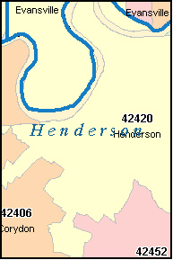 HENDERSON County, Kentucky Digital ZIP Code Map