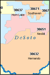 SOUTHAVEN Mississippi, MS ZIP Code Map Downloads