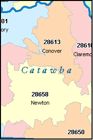 HICKORY North Carolina, NC ZIP Code Map Downloads