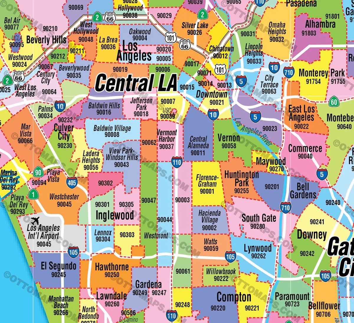 Los Angeles Zip Code Map Zip Code Mapped