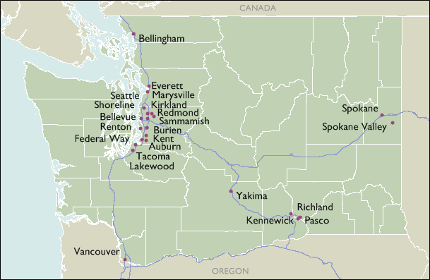 City Zip Code Maps of Washington