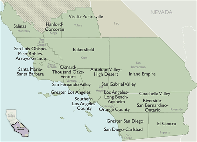 Metro Area Zip Code Maps of California
