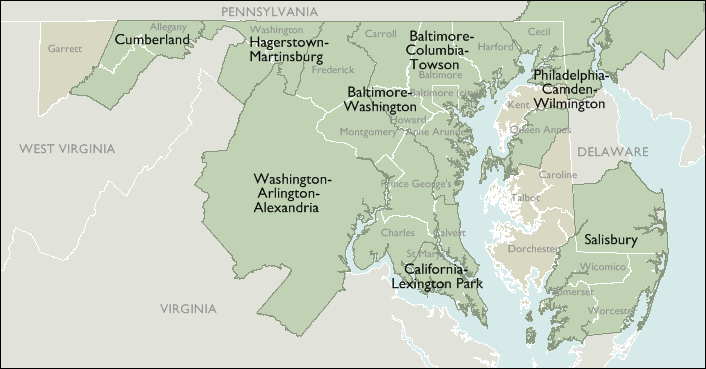 Maryland Area Code Map Metro Area Zip Code Maps of Maryland
