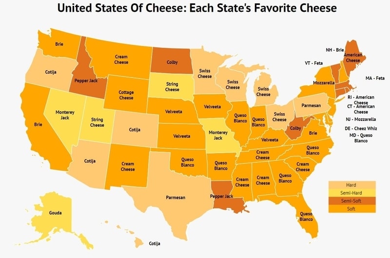 United States Of Cheese Each State's Favorite Cheese Zippia
