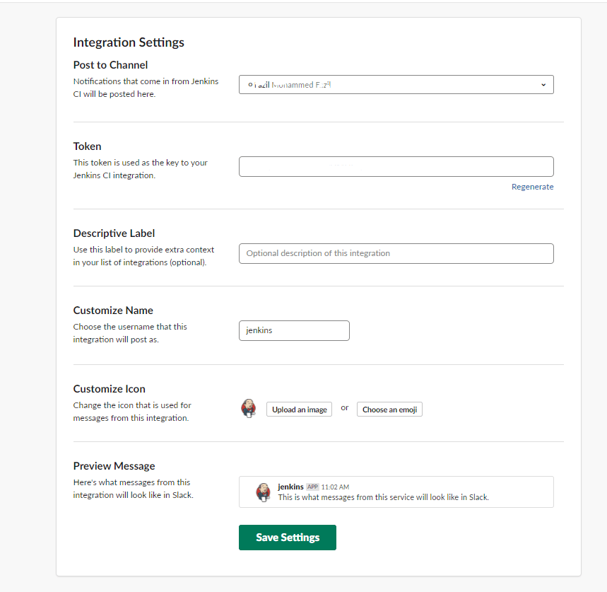 Configuration Slack notification in jenkins